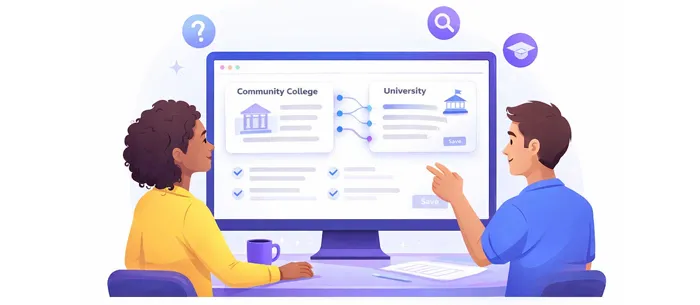 illustration of 2 people using a computer